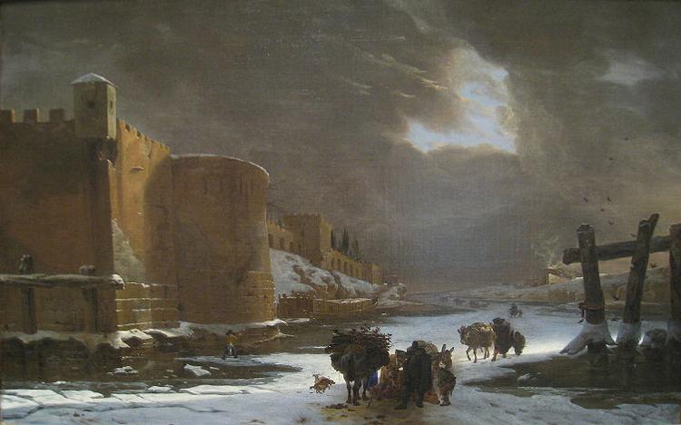 Jan Asselijn Frozen Moat Outside City Walls oil painting picture